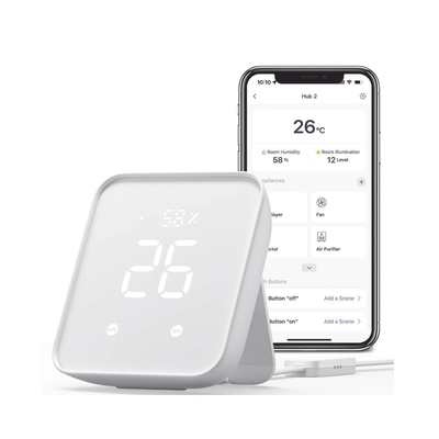 KIT Controlador HUB principal para dispositivos SwitchBot, Señal Wifi y BLUETOOTH, incluye 2 pulsadores y 1 control remoto