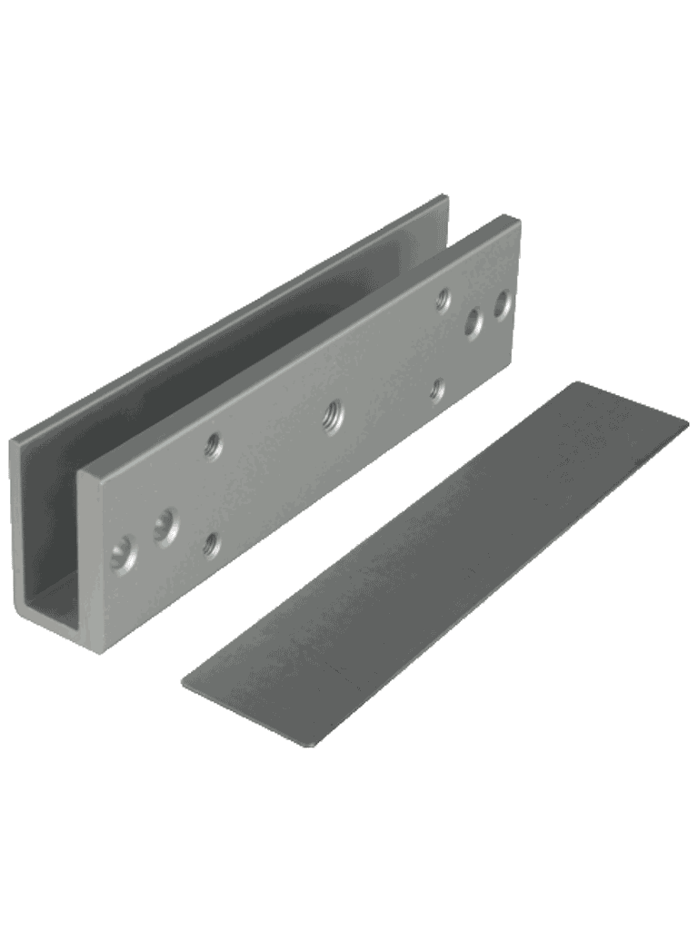 ZKTECO LM200LEDSU - Paquete de contrachapa magnética de 200 Kg a 12 VDC con señal NC que incluye soporte en U para colocación en puertas de vidrio