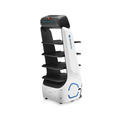 Robot de Entrega Dinerbot T9 / Capacidad de Carga 40 kg (88 lbs) / Pantalla Táctil HD 11.6" / Recarga Automática / Autonomía Hasta 18 Horas / Velocidad 0.8 m/s (2.63 ft/s) / LiDAR y Sensores Estéreo