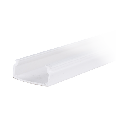Canaleta blanca con tapa transparente de PVC auto extinguible, ideal para colocar iluminación tipo Led, sin división, 20 x 10 mm, tramo de 2.5 m