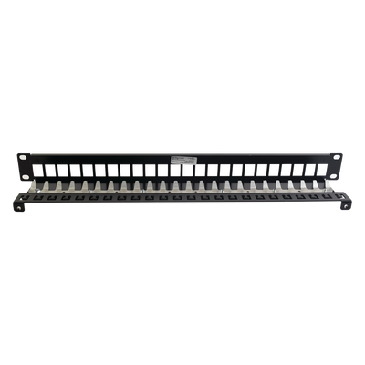 Patch Panel TERA-MAX Blindado de 24 Puertos, Modular (Vacío), Plano, Color Negro, 1UR