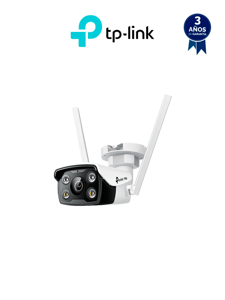 TP-LINK  C340-W(4mm) -Cámara IP tipo bala Wi-Fi full color para exteriores de 4 MP, lente fija de 4 mm, micrófono incorporado, altavoz, ranura micro-SD, IP66.
