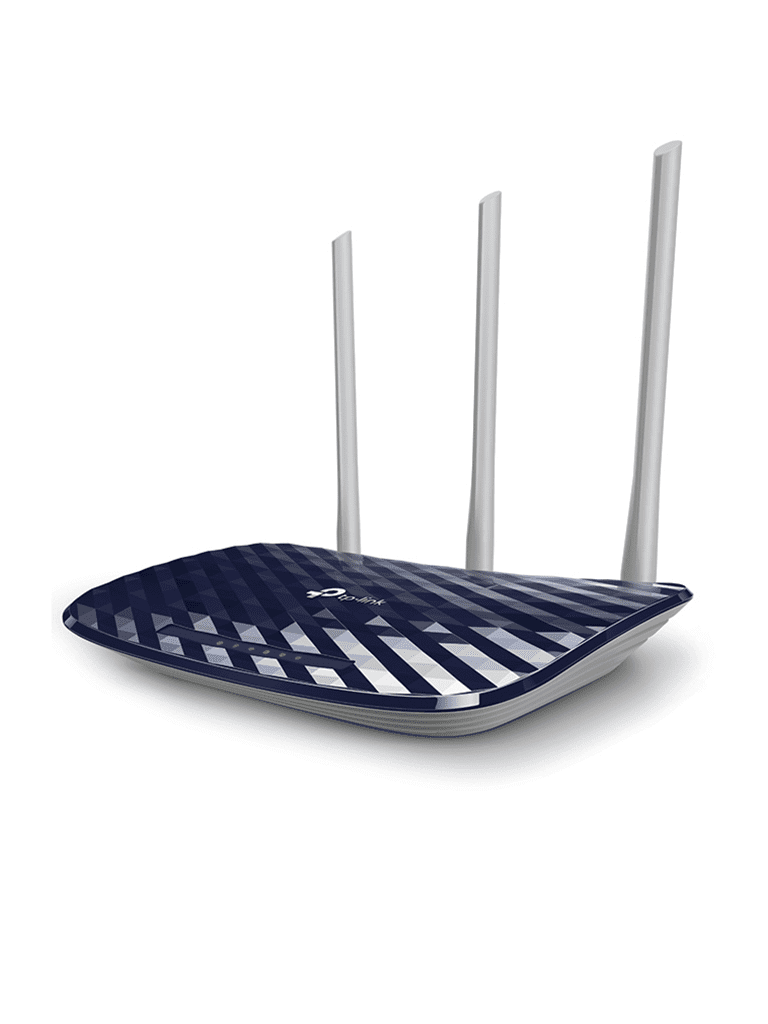 TP-LINK Archer C20 - Ruteador WiFi AC 733Mbps con 1 puerto WAN RJ45 Fast Ethernet, 4 puertos LAN RJ45 Fast Ethernet y 3 antenas fijas.