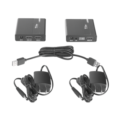 Kit extensor KVM (HDMI y USB) | 40m a 4k@30Hz  | 70m a 1080P@60Hz | Cat 6, 6a y 7 | CERO LATENCIA | HDR | Salida Loop | Salida de audio de 3.5mm |