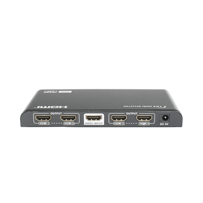 Divisor (Splitter) HDMI 4K de 1 Entrada a 4 Salidas (Simultaneas) / Soporta 4K×2K  / Ajuste de resoluciones EDID / HDR / HDMI 2.0 /  HDCP 2.2  / Permite mezclar pantallas en 4K y 1080P