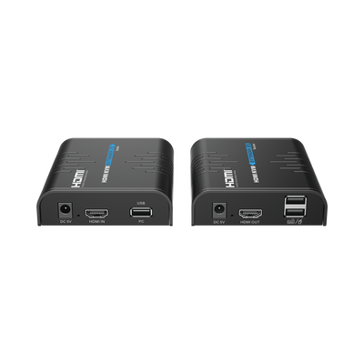 Kit extensor KVM (HDMI y USB) hasta 120 metros | Resolución 1080P @ 60 Hz | Soporta STP y UTP CAT6 | Soporta Switch Gigabit para control KVM múltiple | Soporta hasta 253 receptores | Transmite el Video y Controla tu DVR vía USB