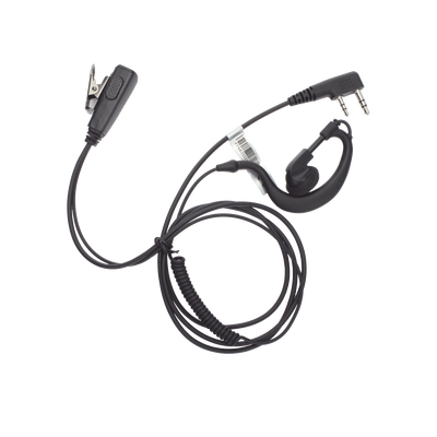 Micrófono - audífono de gancho ajustable al oído con cable de resorte y conector de dos pines para KENWOOD Y TXPRO