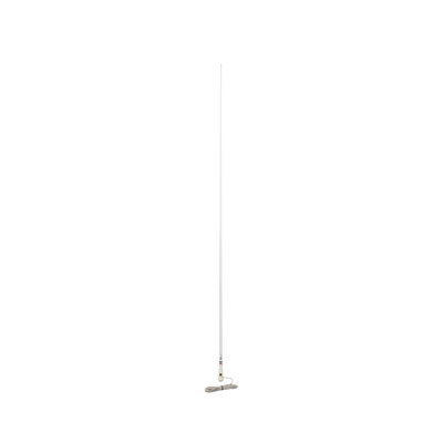 Antena marina VHF en fibra de vidrio en rango de 156 a 163 MHz, Incluye 4.5 metros de cable y conector PL-259 macho.