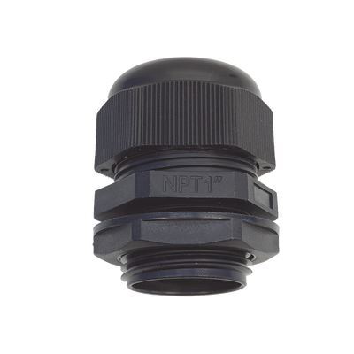 Conector Plástico Negro Tipo Glándula para Rosca NPT 1"