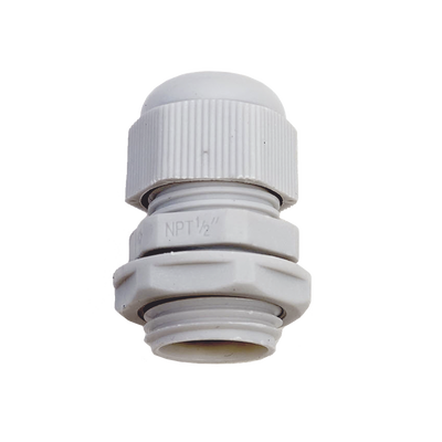 Conector Plástico Blanco Tipo Glándula para Rosca NPT 1/2"