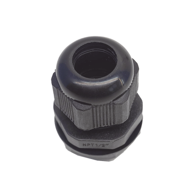 Conector Plástico Negro Tipo Glándula para Rosca NPT 1/2"