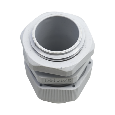 Conector Plástico Blanco Tipo Glándula para Rosca NPT 3/4"