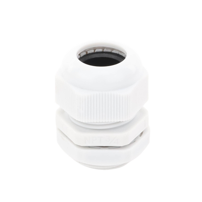 Conector Plástico Blanco Tipo Glándula para Rosca NPT 3/4"