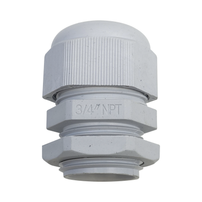 Conector Plástico Blanco Tipo Glándula para Rosca NPT 3/4"