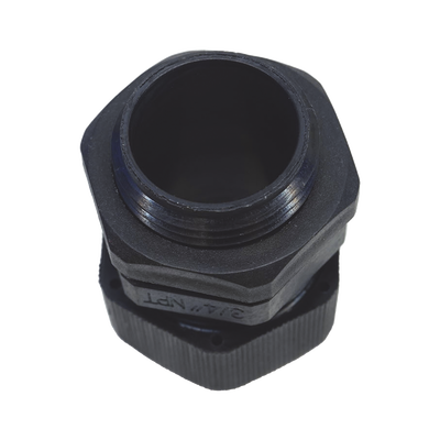Conector Plástico Negro Tipo Glándula para Rosca NPT 3/4"