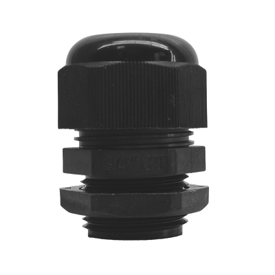 Conector Plástico Negro Tipo Glándula para Rosca NPT 3/4"