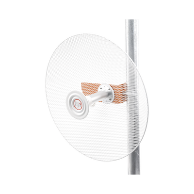 Antena direccional con diseño aerodinámico para minimiza la resistencia al viento, Ganancia de 30 dBi,  frecuencia (4.9 - 6.5 GHz), Polarización doble, incluye montaje para torre o mástil