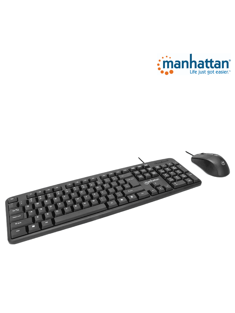 MANHATTAN 178464 Juego de teclado y mouse óptico, cableados Teclado con cable y ratón óptico con cable, negro