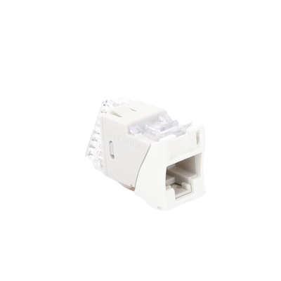 Jack Ultramax Cat6A, UTP, Montaje Híbrido en Placa de Pared (Plano y Angulado), Color Blanco, Punch Down