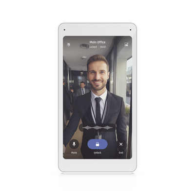 UniFi Intercom Viewer, monitor que se vincula a UA-INTERCOM, para visualizar y aperturar, pantalla táctil de 5", energizado por POE, montaje en pared