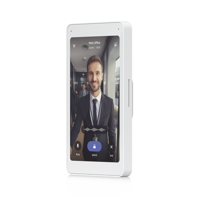 UniFi Intercom Viewer, monitor que se vincula a UA-INTERCOM, para visualizar y aperturar, pantalla táctil de 5", energizado por POE, montaje en pared