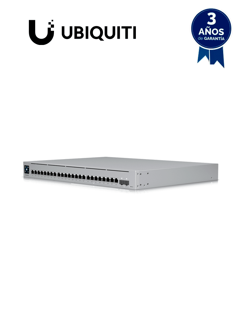UBIQUITI USW-ENTERPRISE-24-POE - UniFi Switch Empresarial Capa 3 de 24 puertos PoE 802.3af/at (12 puertos 2.5G y 12 puertos 1G) + 2 puertos 1/10G SFP+, 400W, pantalla informativa.