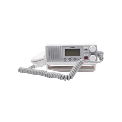 Radio Móvil Marino VHF, color blanco, Tx: 156.025 - 157.425 MHz, Rx: 156.050 - 163.275 MHz, 25W de potencia, sumergible IPX4 incluye micrófono y cable de alimentación
