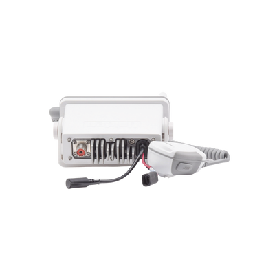 Radio Móvil Marino VHF, color blanco, Tx: 156.025 - 157.425 MHz, Rx: 156.050 - 163.275 MHz, 25W de potencia, sumergible IPX4 incluye micrófono y cable de alimentación