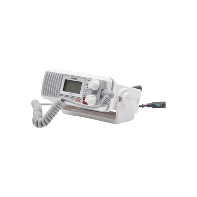 Radio Móvil Marino VHF, color blanco, Tx: 156.025 - 157.425 MHz, Rx: 156.050 - 163.275 MHz, 25W de potencia, sumergible IPX4 incluye micrófono y cable de alimentación