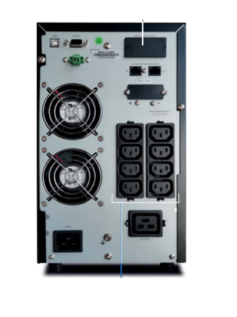 CDP UPO11-3 AXi - UPS online de 3000VA y 3000W con voltaje de entrada 220VCA, 8 terminales de salida, 6 baterías de 12V a 9AH, 5 min. respaldo a carga completa