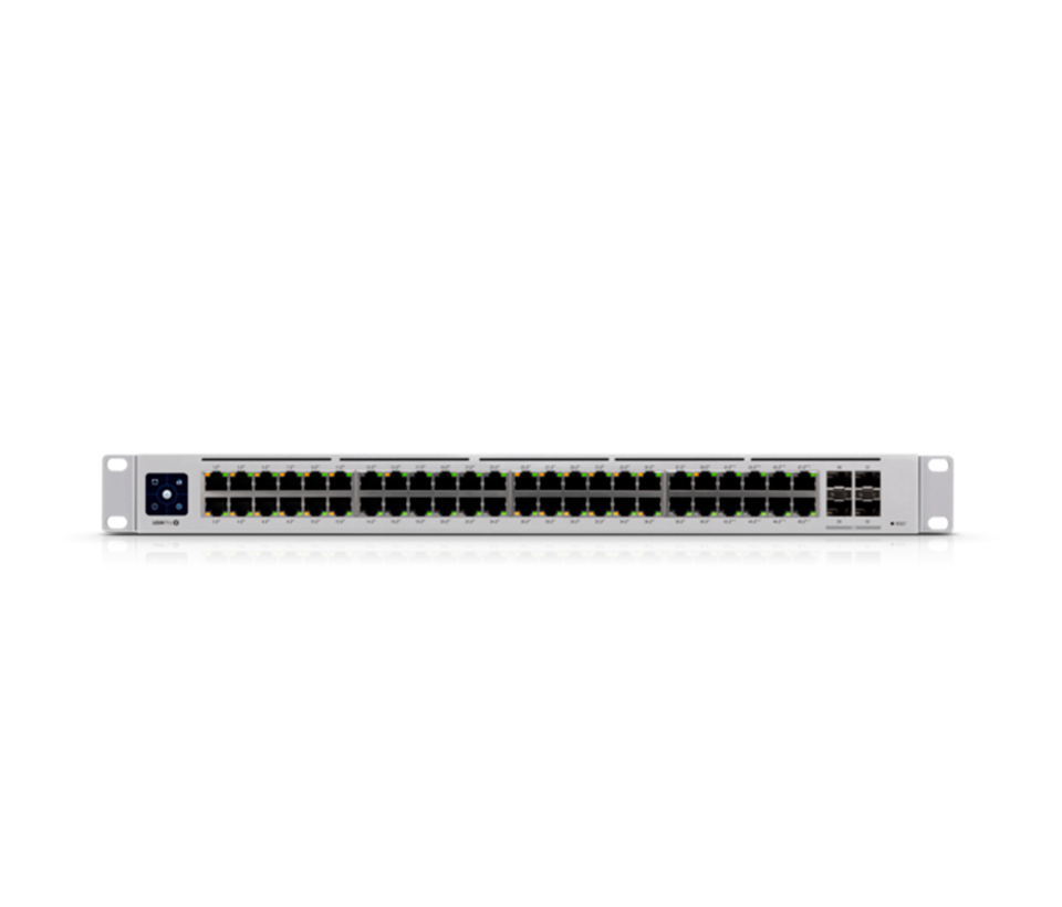 UBIQUITI USW-PRO-48-POE - UniFi Switch Gigabit PoE PRO con 48 puertos PoE Gigabit Ethernet, 4 puertos SFP de 1-10G, 600W de potencia PoE, compatible con PoE at/bt y pantalla informativa