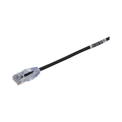 Cable de Parcheo TX6, UTP Cat6, Diámetro Reducido (28AWG), Color Negro, 6.1 Metros (20 Pies)