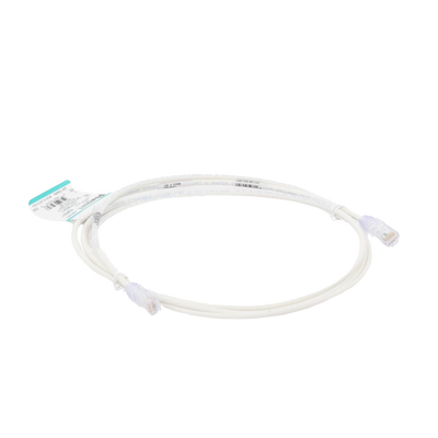 Cable de Parcheo TX6, UTP Cat6, Diámetro Reducido (28AWG), Color Blanco Mate, 2.13 Metros (7 Pies)