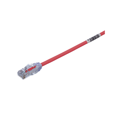 Cable de Parcheo UTP Cat6A, CM/LSZH, Diámetro Reducido (28AWG), Color Rojo, 3.05 Metros (10 Pies)