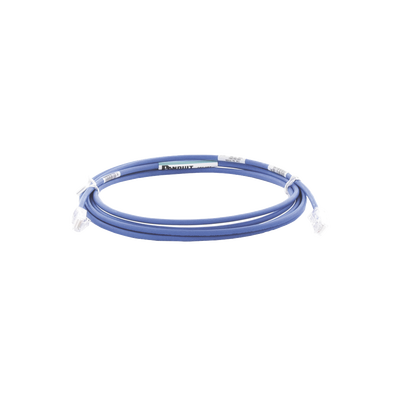 Cable de Parcheo UTP Cat6A, CM/LSZH, Diámetro Reducido (28AWG), Color Azul, 7.92 Metros (26 Pies)