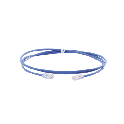 Cable de Parcheo UTP Cat6A, CM/LSZH, Diámetro Reducido (28AWG), Color Azul, 1.83 Metros (6 Pies)