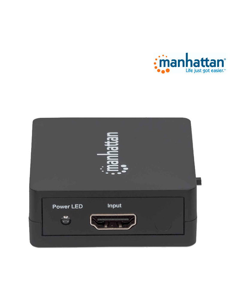 MANHATTAN 207652 - Splitter / Divisor de Video HDMI/ FullHD/ 1 Entrada y 2 Salidas/ Distancia de Entrada 15 Metros/ Distancia de Salidas 15 Metros/ Soporta Conexión en Cascada/ Soporta sonido LPCM, Sonido Master DTS-HD y Dolby TrueHD/