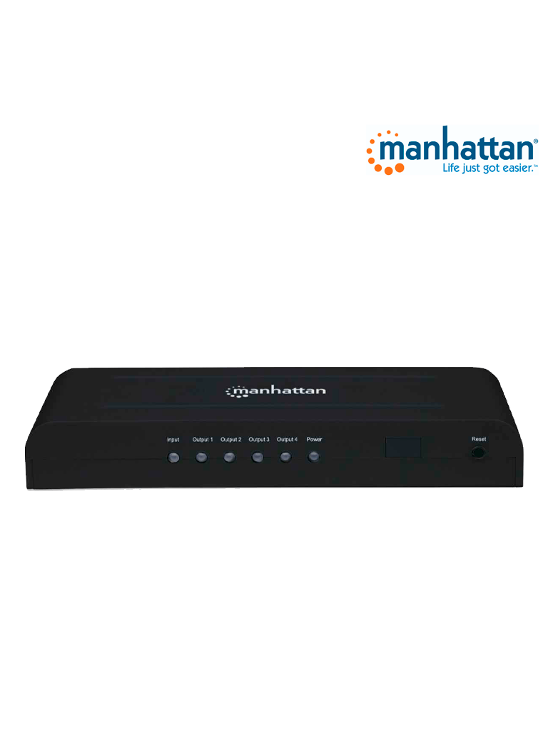 MANHATTAN 207515 -  Splitter / Divisor de Video HDMI/ 1 Entrada y 4 Salidas/ Resolucion 4k @ 30Hz/ Soporta Video full 3D y Color Profundo/ Soporta Sonido Comprimido DTS-HD Master y Sonido Envolvente/