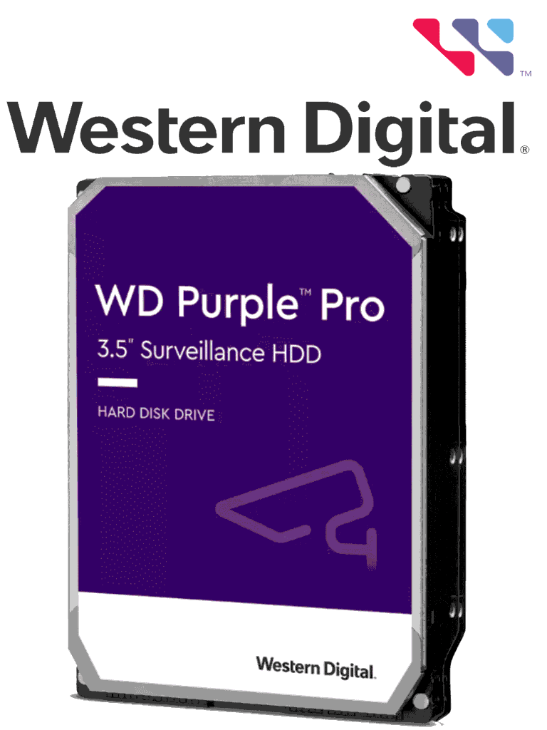 WESTERN DIGITAL WD122PURP - Disco Duro 12 TB / Serie Purple PRO / 3.5 SATA3/ 6GB / S 256MB 24X7 / DVR Y NVR de 1-16 Bahias y  1-64 Cámaras/ Inteligencia Artificial