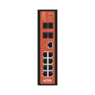 Switch Industrial 8 puertos / Administrable PoE / Puerto 1-2 PoE 24V/48V /  Puertos 3-8 puertos 802.3 af/at/bt / Presupuesto máx 240 W