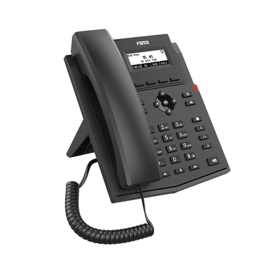 Teléfono IP empresarial para 2 lineas SIP con pantalla LCD, Códec Opus, conferencia de 3 vías, PoE.