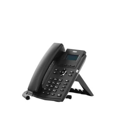 Teléfono IP empresarial para 2 lineas SIP con pantalla LCD, Códec Opus, conferencia de 3 vías, PoE.