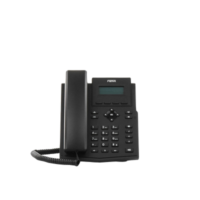 Teléfono IP empresarial para 2 lineas SIP con pantalla LCD, Códec Opus, conferencia de 3 vías, PoE.