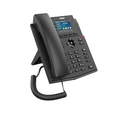 Teléfono IP Wi-Fi empresarial para 4 líneas SIP con pantalla LCD de 2.4 pulgadas a color, Opus y conferencia de 3 vías, PoE.