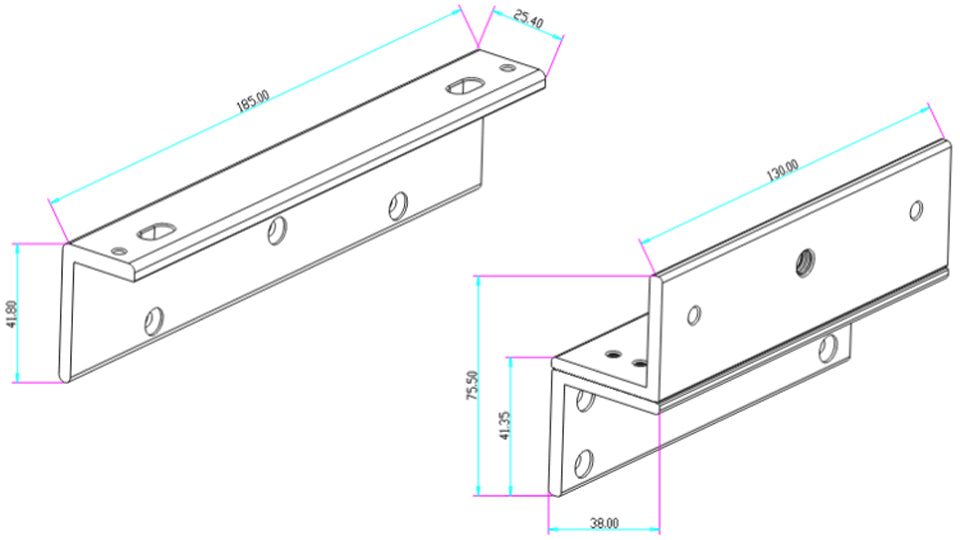 YLI YM280NLEDPAK - Paquete de Cerradura Magnética YM280N con Led y Soporte de Fijación tipo ZL / Fuerza de Sujeción 280kg (600LB) / Para puertas de madera, vidrio y metálicas