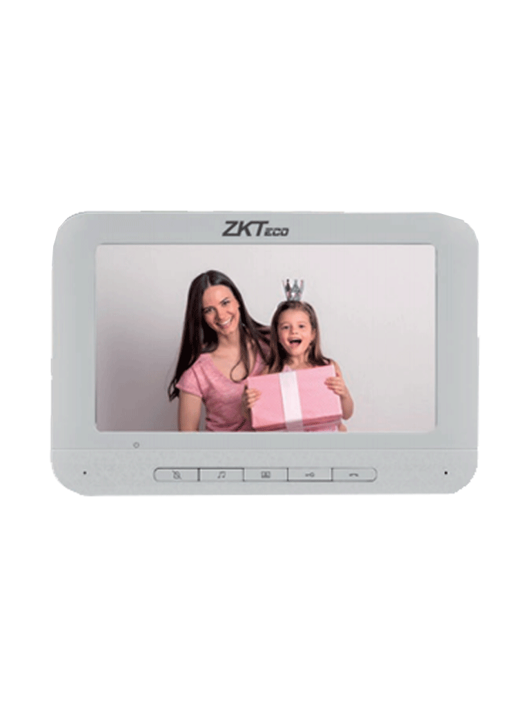ZKTECO VDPIB3 - Monitor LCD de 7 pulgadas para Videoportero Analógico / Conexión mediante 4 Hilos / Resolución 800*480 píxeles /  Imagen Nítida / Botón de NO Molestar / Hasta 25 Tonos Diferentes
