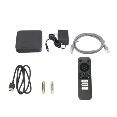 STB 4K Android con Google TV / Alto Rendimiento / Conexión Wi-Fi y por Cable / Control Remoto Bluetooth / Salida HDMI / Software de Gestion para ISP´s