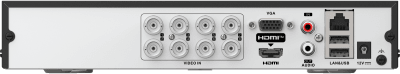 DVR 8 Canales TurboHD + 4 Canales IP / 5 Megapixel Lite - 3K Lite / Audio Bidireccional / ACUSENSE Lite / 1 Bahía de Disco Duro / H.265+ / Salida en Full HD