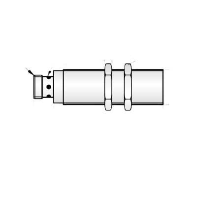Sensor Inductivo M18 de Largo Alcance / 8 mm Blindado / NPN Normalmente Abierto / Distancia de Detección 8 mm / Frecuencia 400 Hz / IP67 / Conector M12 4 Polos / Protección contra Cortocircuito y Polaridad Inversa