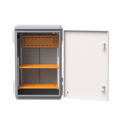 Gabinete de Acero Ventilado para Exterior con Rieles DIN y 4 Placas Laterales para Montaje de Equipos por Fuera